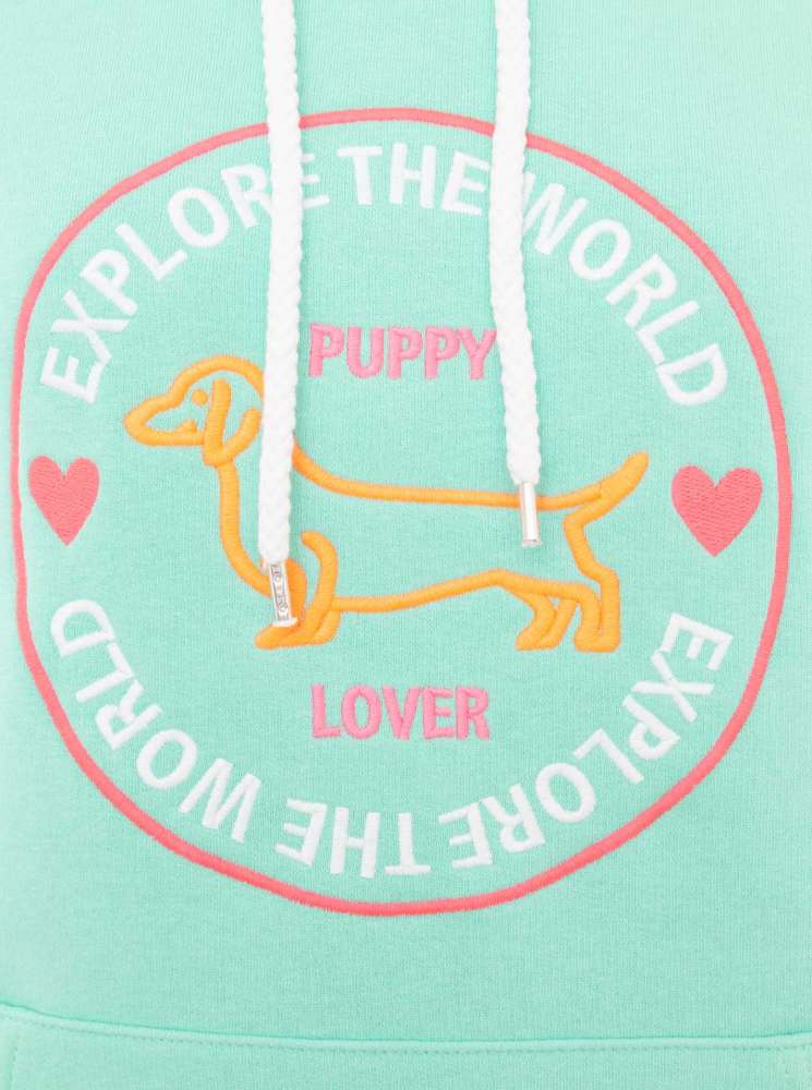 💕 Zwillingsherz Hoodie Sweatshirt "Explore the world" Sweater Baumwolle Mint