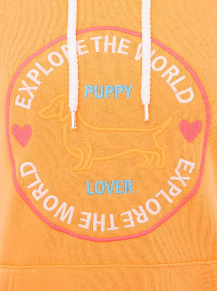 💕 Zwillingsherz Hoodie Sweatshirt "Explore the world" Sweater Baumwolle Neonkoralle
