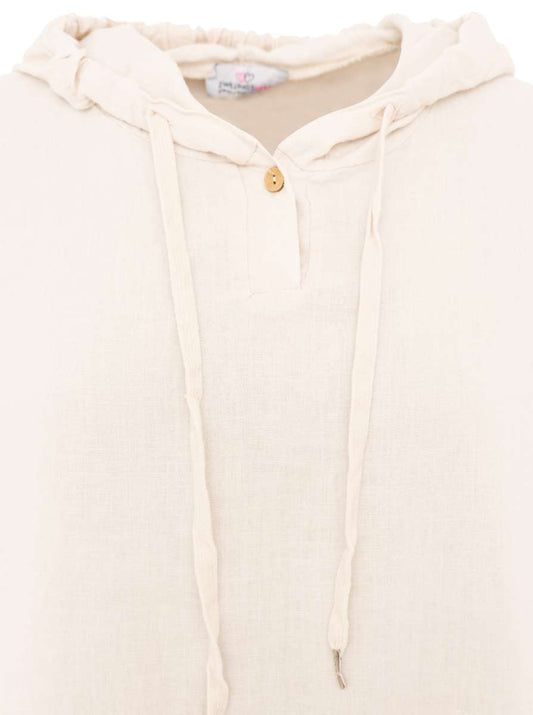 💕 Zwillingsherz Leinen Hoodie "Uni" Beige