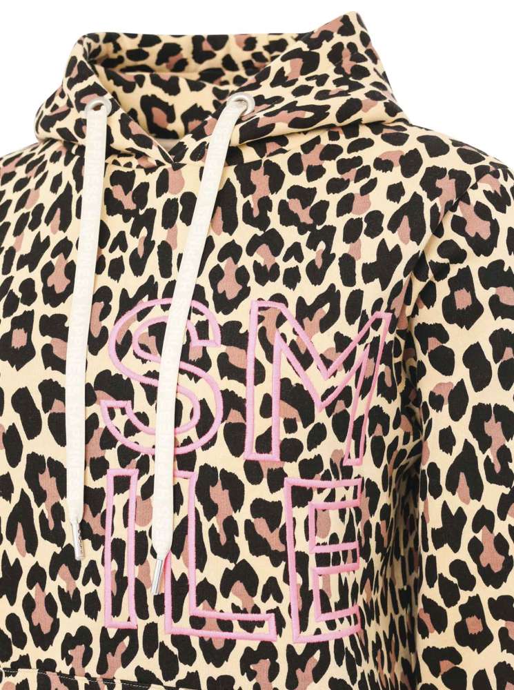 💕 Zwillingsherz Sweatshirt Hoodie "Alissa Leo" Sweater Baumwolle Beige Neonpink