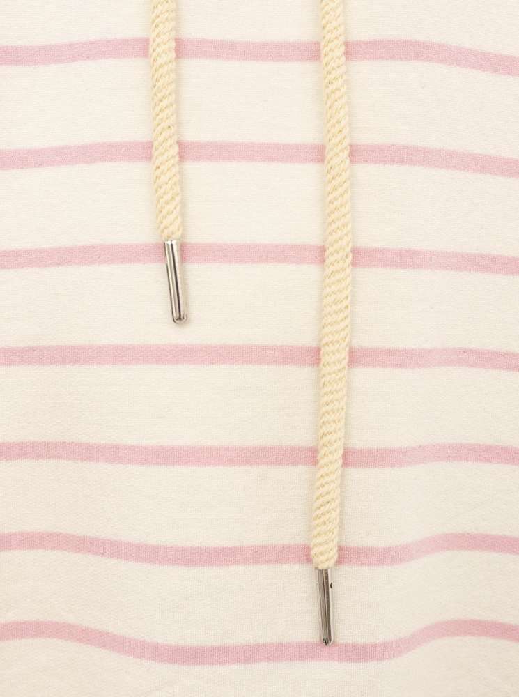 💕 Zwillingsherz Sweatshirt mit Kapuze "Kleine Streifen" Viskose Rosa