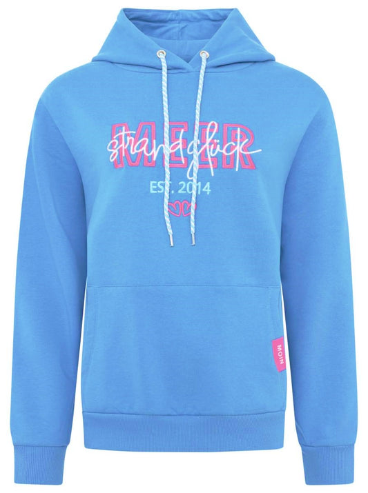 💕 Zwillingsherz Hoodie Sweatshirt "Meer Strandglück" Sweater Baumwolle Blau