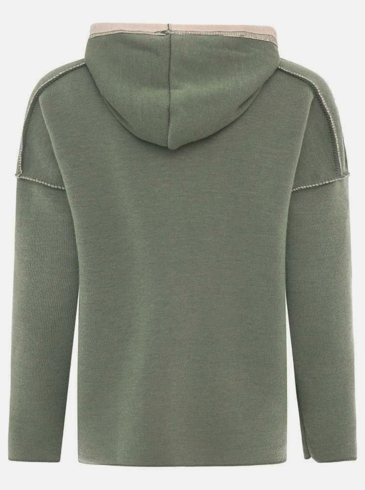 💕 Zwillingsherz Hoodie Double Face "Positive Mind" Stempeldruck Khaki