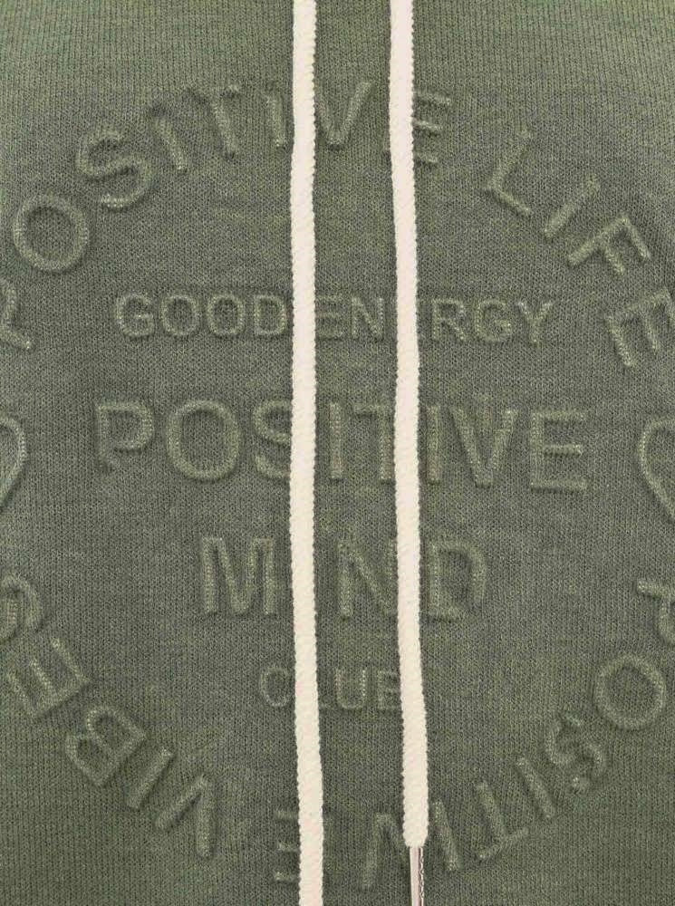 💕 Zwillingsherz Hoodie Double Face "Positive Mind" Stempeldruck Khaki