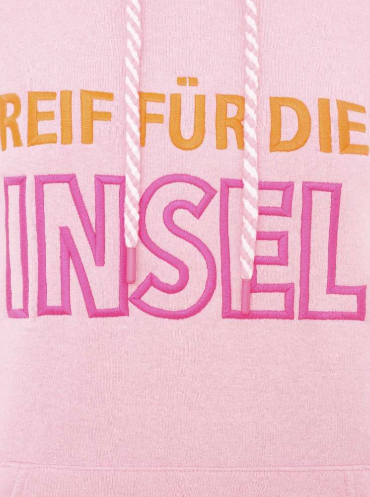 💕 Zwillingsherz Sweatshirt Hoodie "Reif für die Insel" Sweater Baumwolle Pink