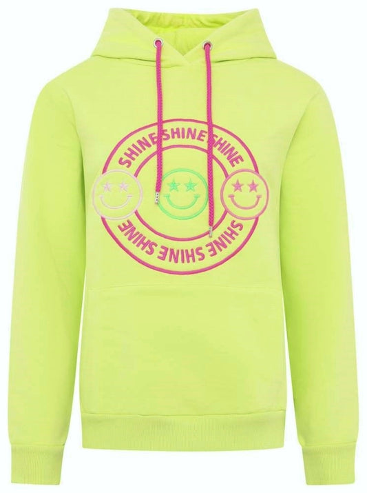 💕 Zwillingsherz Hoodie Sweatshirt "Smile Shine Smiley" Sweater Baumwolle Lime
