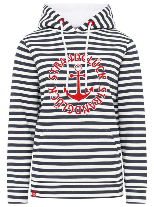 💕 Zwillingsherz Hoodie "Streifen Strandglück" Navy
