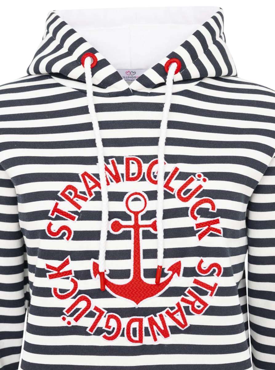 💕 Zwillingsherz Hoodie "Streifen Strandglück" Navy