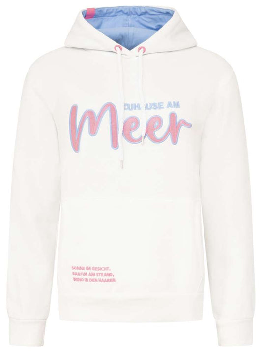 💕 Zwillingsherz Sweatshirt Hoodie "Zuhause am Meer" Sweater Baumwolle Weiß