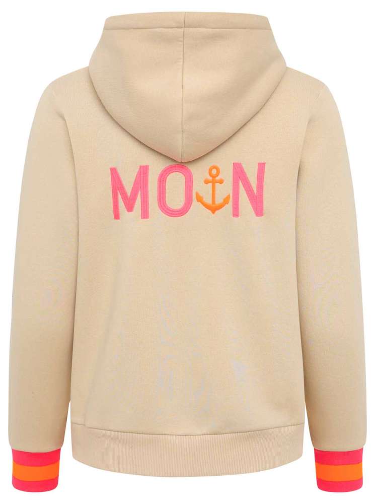 💕 Zwillingsherz Zip Hoodie Sweatshirt Jacke "MoinZH" Sweater Baumwolle Beige