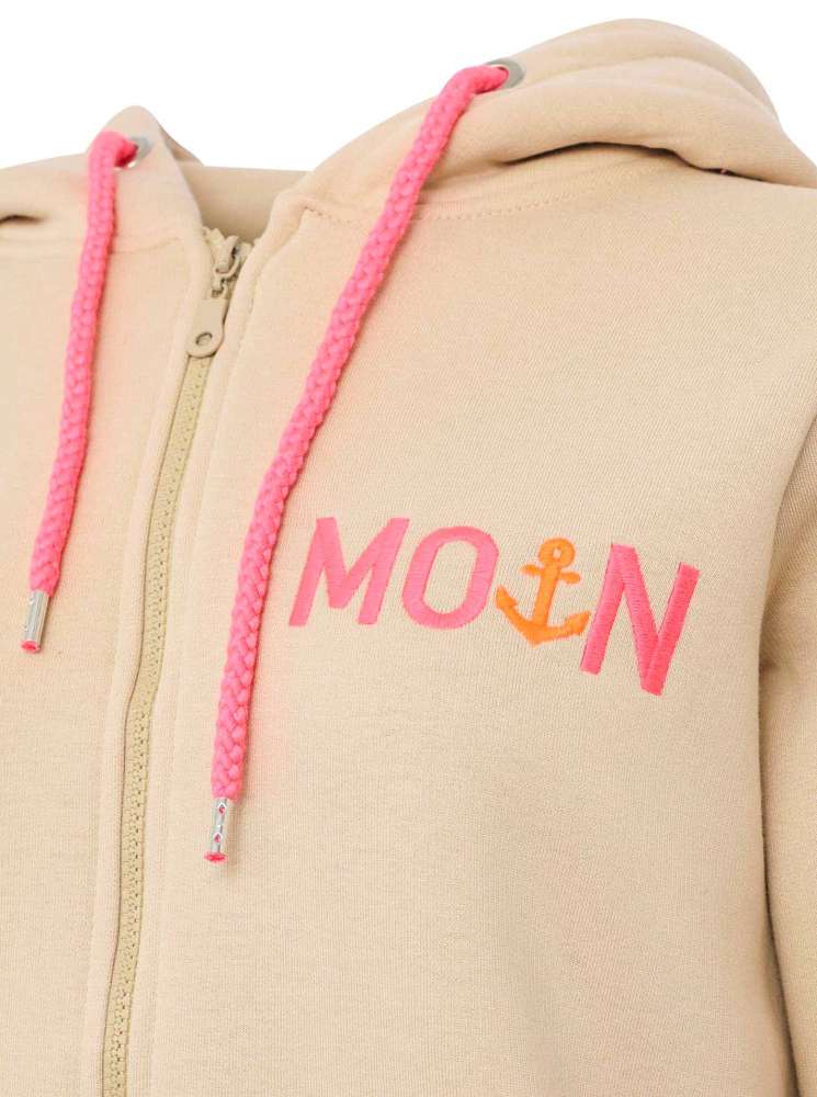 💕 Zwillingsherz Zip Hoodie Sweatshirt Jacke "MoinZH" Sweater Baumwolle Beige