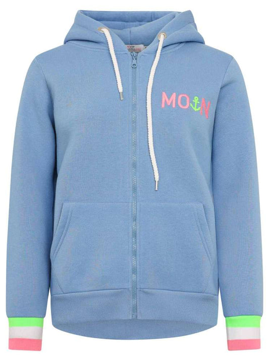 💕 Zwillingsherz Zip Hoodie Sweatshirt Jacke "MoinZH" Sweater Baumwolle Hellblau