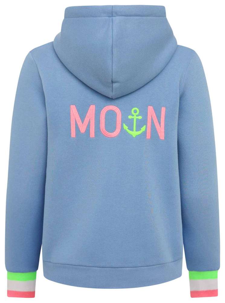 💕 Zwillingsherz Zip Hoodie Sweatshirt Jacke "MoinZH" Sweater Baumwolle Hellblau