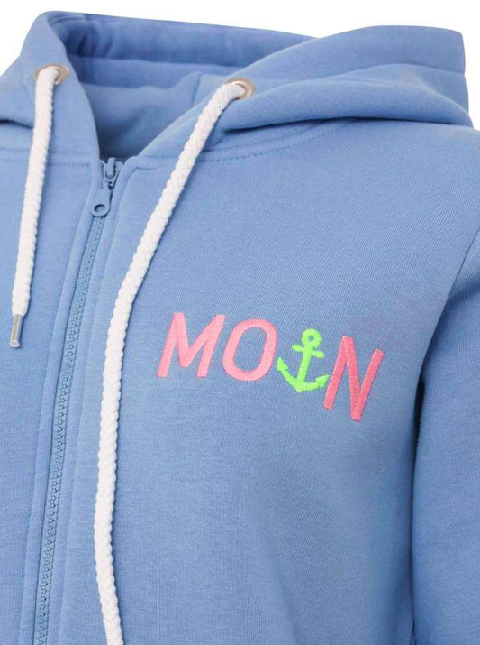💕 Zwillingsherz Zip Hoodie Sweatshirt Jacke "MoinZH" Sweater Baumwolle Hellblau