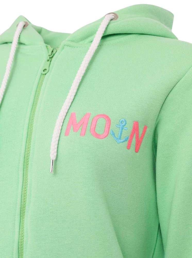 💕 Zwillingsherz Zip Hoodie Sweatshirt Jacke "MoinZH" Sweater Baumwolle Hellgrün