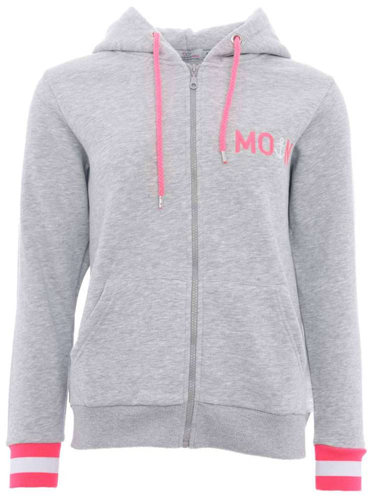 💕 Zwillingsherz Zip Hoodie Sweatshirt Jacke "MoinZH" Sweater Baumwolle Hellgrau