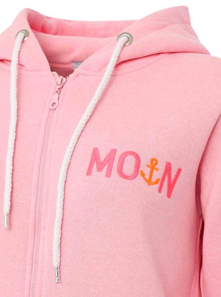 💕 Zwillingsherz Zip Hoodie Sweatshirt Jacke "MoinZH" Sweater Baumwolle Rosa