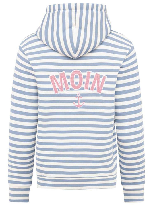 💕 Zwillingsherz Hoodiejacke "Streifen Moin" Jeansblau