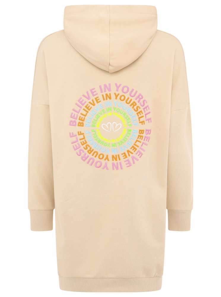 💕 Zwillingsherz Hoodiekleid "Believe in yourself" Sweater Baumwolle Beige