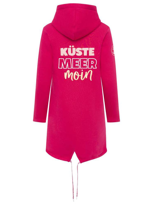 💕 Zwillingsherz Zip Hoodiemantel "Küste Meer Moin" Sweater Baumwolle Fuchsia