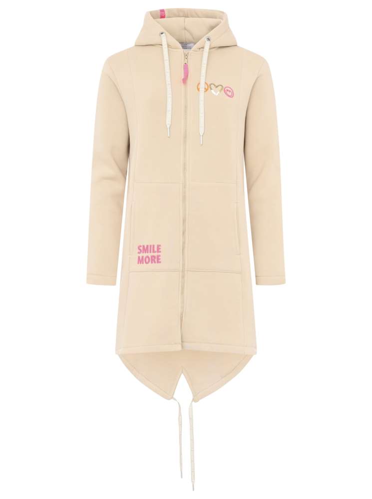 💕 Zwillingsherz Zip Hoodiemantel "Layout Mix" Sweater Baumwolle Beige