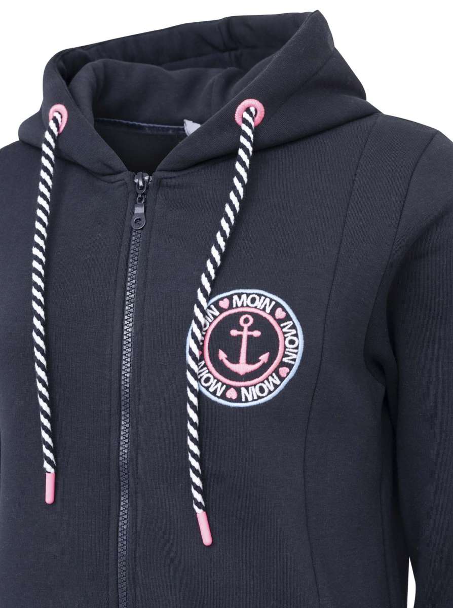 💕 Zwillingsherz Zip Hoodiemantel "Meeresglück" Sweater Baumwolle Marine