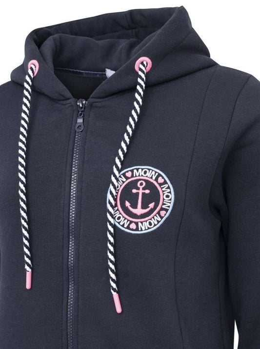 💕 Zwillingsherz Zip Hoodiemantel "Meeresglück" Sweater Baumwolle Marine