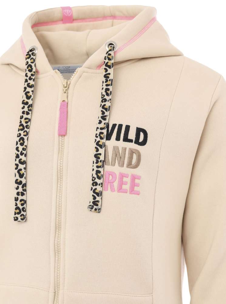 💕 Zwillingsherz Zip Hoodiemantel "Wild and Free" Sweater Baumwolle Beige