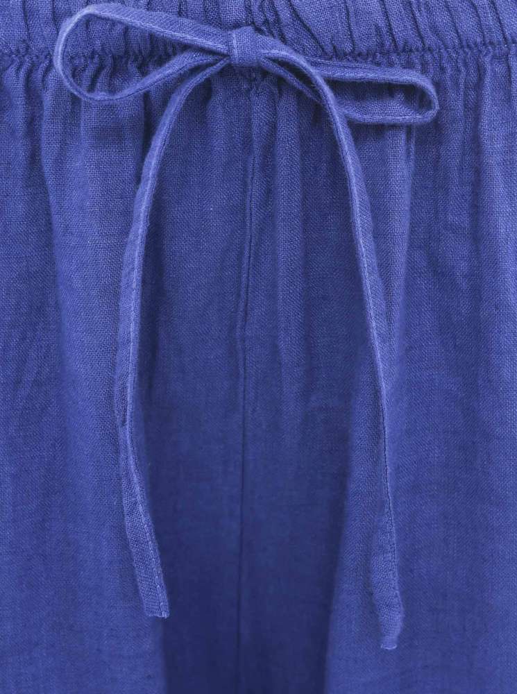 💕 Zwillingsherz Hose Leinenhose "Fransen" Leinen Royalblau