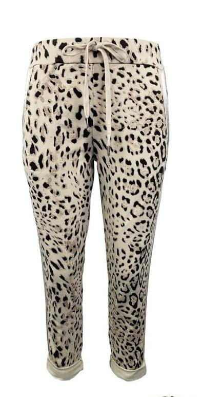 Jogger "Leopard" Leomuster Baumwolle Beige