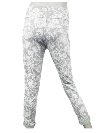 Jogger "Blumen" Blumenmuster Baumwolle Hellgrau