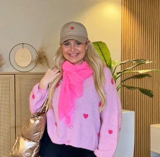 💕 Zwillingsherz Schal Tuch "Laura" Neonpink Bambus nachhaltig