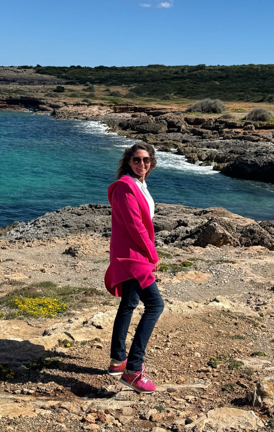 💕 Zwillingsherz Strickjacke "Janina Basic" Strickmantel offen Fuchsia