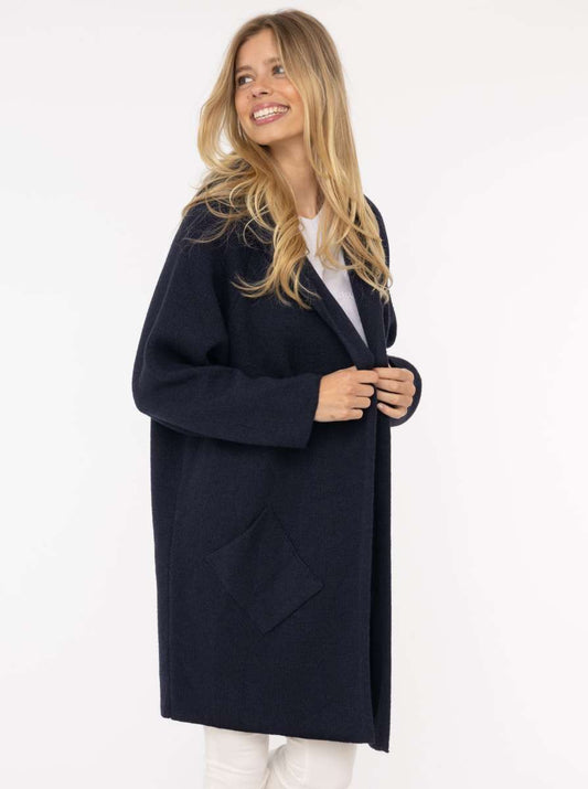 💕 Zwillingsherz Strickjacke "Annabell" Dunkelblau Navy Strickmantel offen