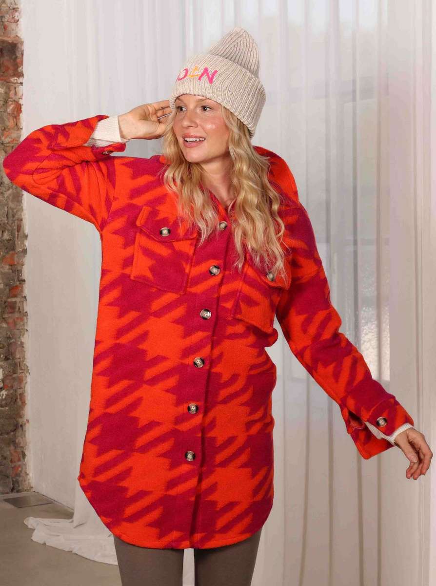 💕 Zwillingsherz Wolljacke "Whistler" Wolle Orange Berry