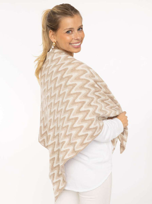 💕 Zwillingsherz Dreieckstuch "Winter Waves" Wolle Kaschmir Beige