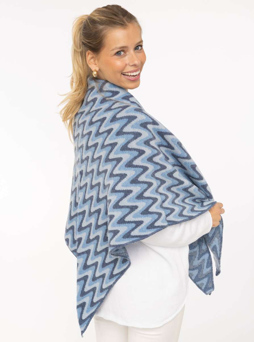 💕 Zwillingsherz Dreieckstuch "Winter Waves" Wolle Kaschmir Hellblau