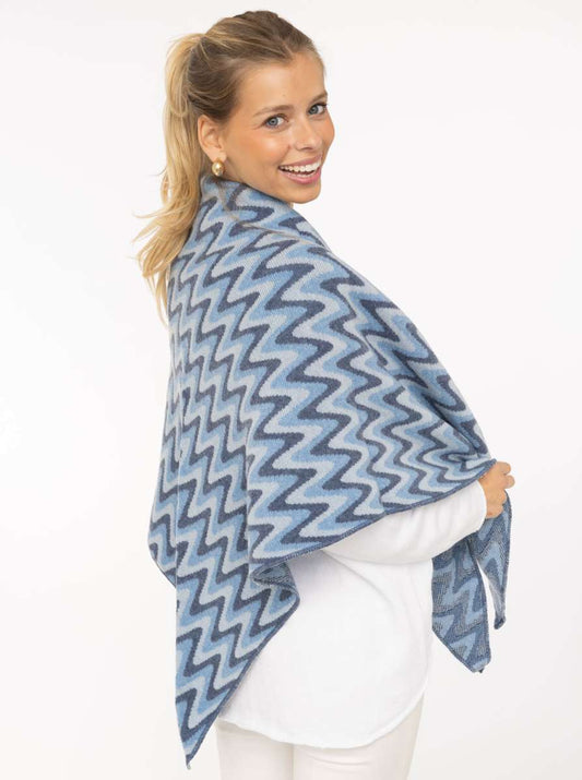 💕 Zwillingsherz Dreieckstuch "Winter Waves" Wolle Kaschmir Hellblau