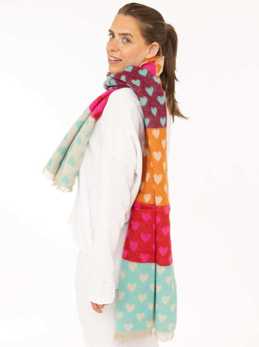💕 Zwillingsherz Schal "Blockstreifen & Herzen" Bunt