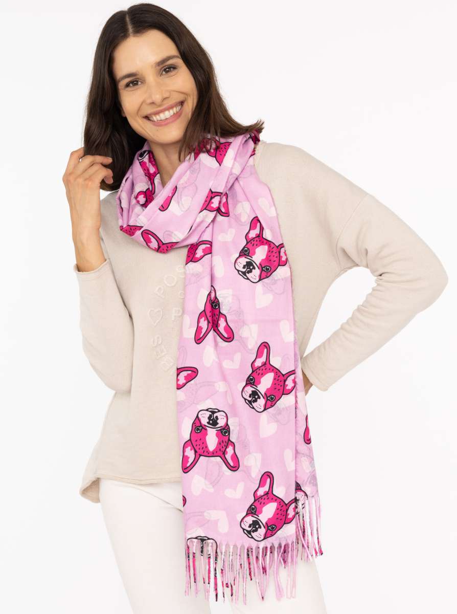 💕 Zwillingsherz Schal "Frenchie Love" Pink