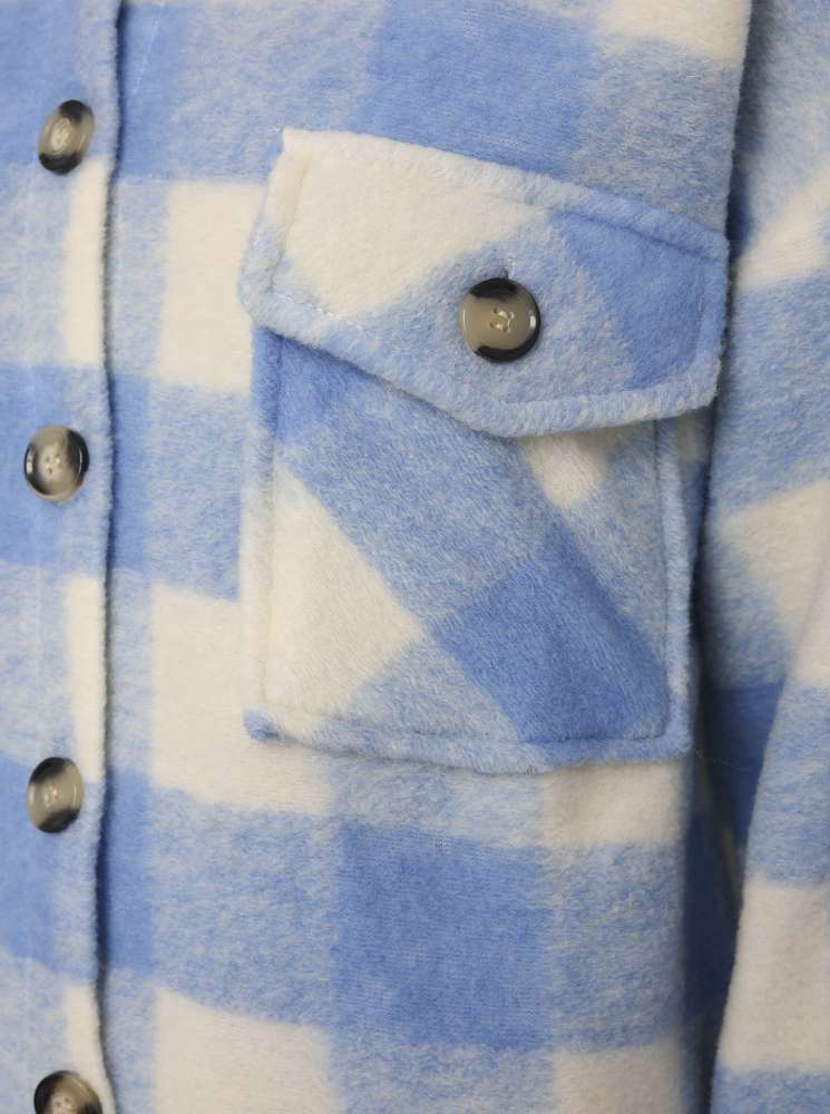 💕 Zwillingsherz Wolljacke Hemd "Kairo" Wolle Blau