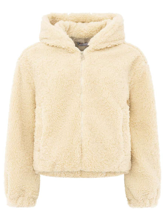 💕 Zwillingsherz Bomberjacke Teddy "Teddy & Kapuze" Jacke Beige