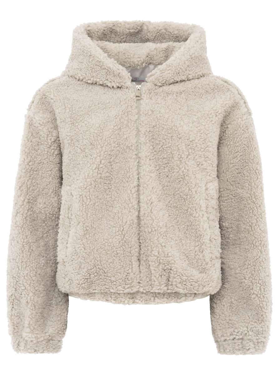 💕 Zwillingsherz Bomberjacke Teddy "Teddy & Kapuze" Jacke Hellgrau