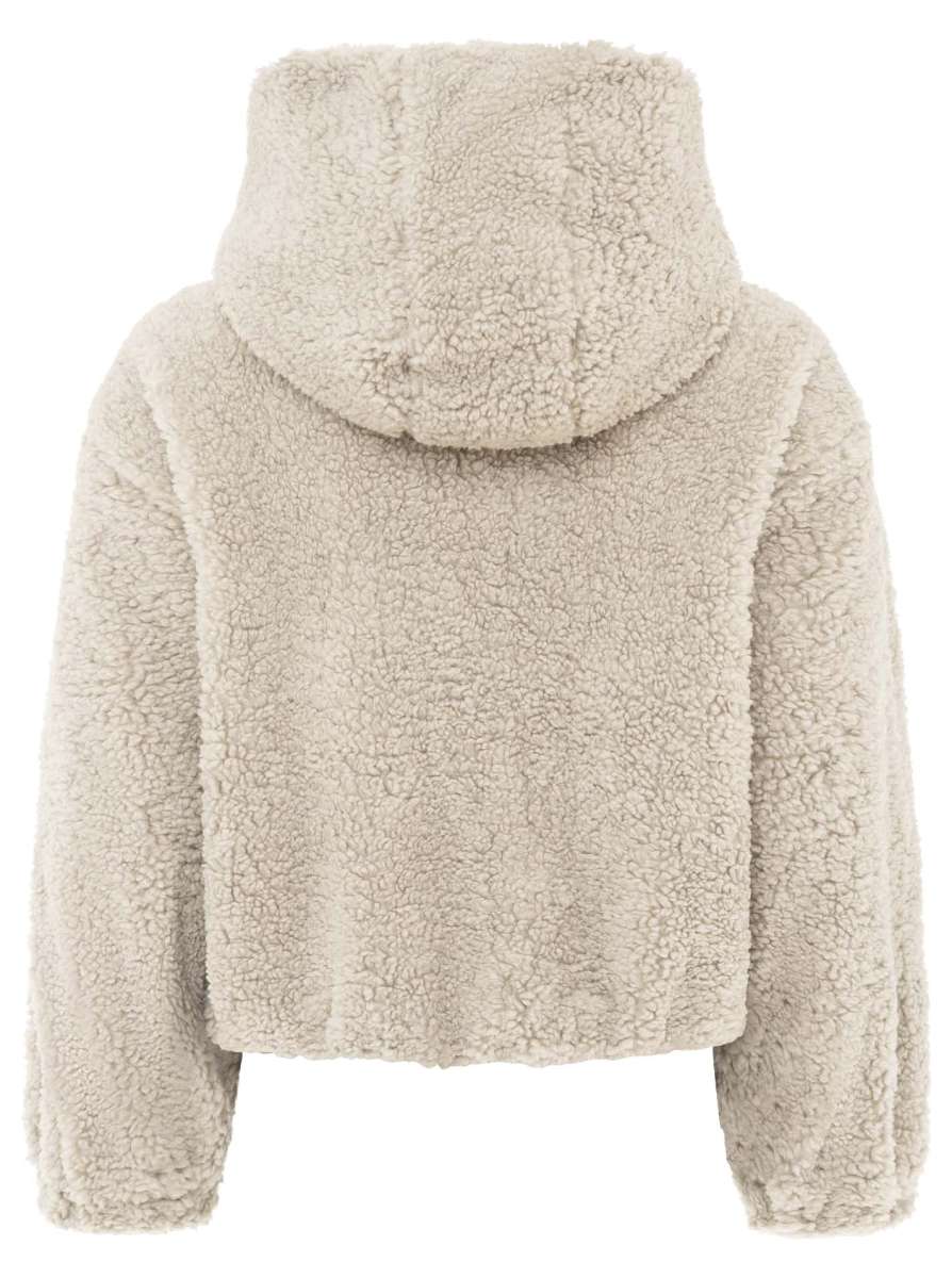 💕 Zwillingsherz Bomberjacke Teddy "Teddy & Kapuze" Jacke Hellgrau