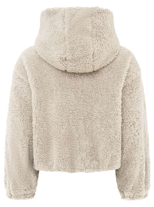 💕 Zwillingsherz Bomberjacke Teddy "Teddy & Kapuze" Jacke Hellgrau