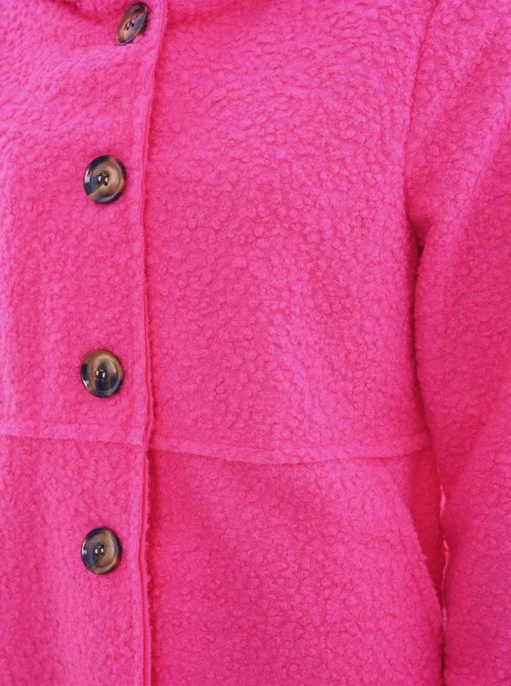 💕 Zwillingsherz Mantel Flauschig "Wien" Hoodiemantel Kapuze Pink