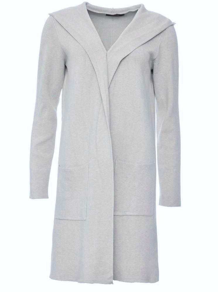 💕 Zwillingsherz Strickjacke "Janina Basic" Strickmantel offen Hellgrau