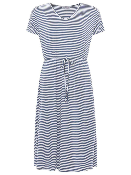 💕 Zwillingsherz Kleid "Maritime Streifen" Jersey Viskose Jeansblau