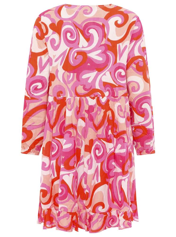 💕 Zwillingsherz Kleid "Herzen & Kringel" Tunikakleid Pink Orange