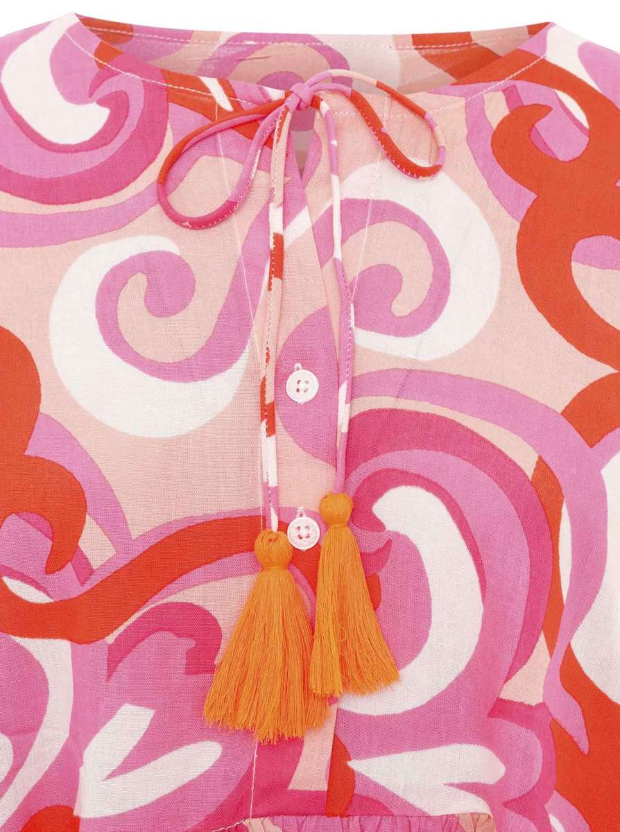 💕 Zwillingsherz Kleid "Herzen & Kringel" Tunikakleid Pink Orange